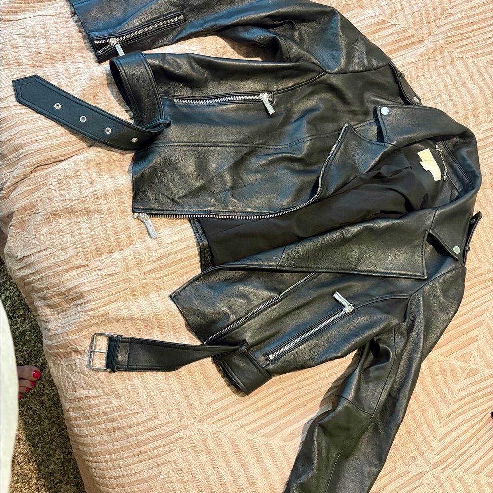 Michael Kors Black Leather Moto Jacket